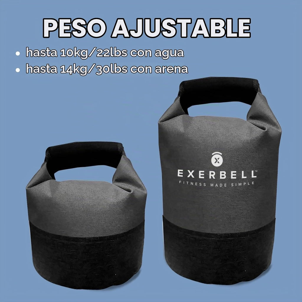Pesa rusa plegable y ajustable de 4.4 a 30.9 lbs (2-14 kg) - pesa rusa de agua y saco de arena - Entrenamiento versátil con saco de arena y bolsa de peso - Equipo de entrenamiento de fuerza