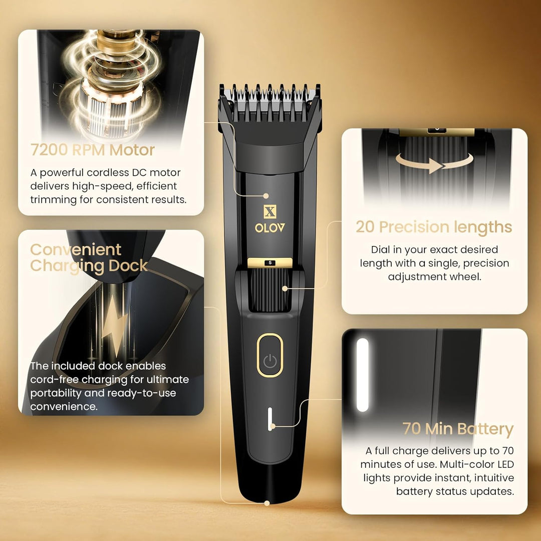 OLOV X Recortadora de barba para hombre, todo en uno, con dial de p...
