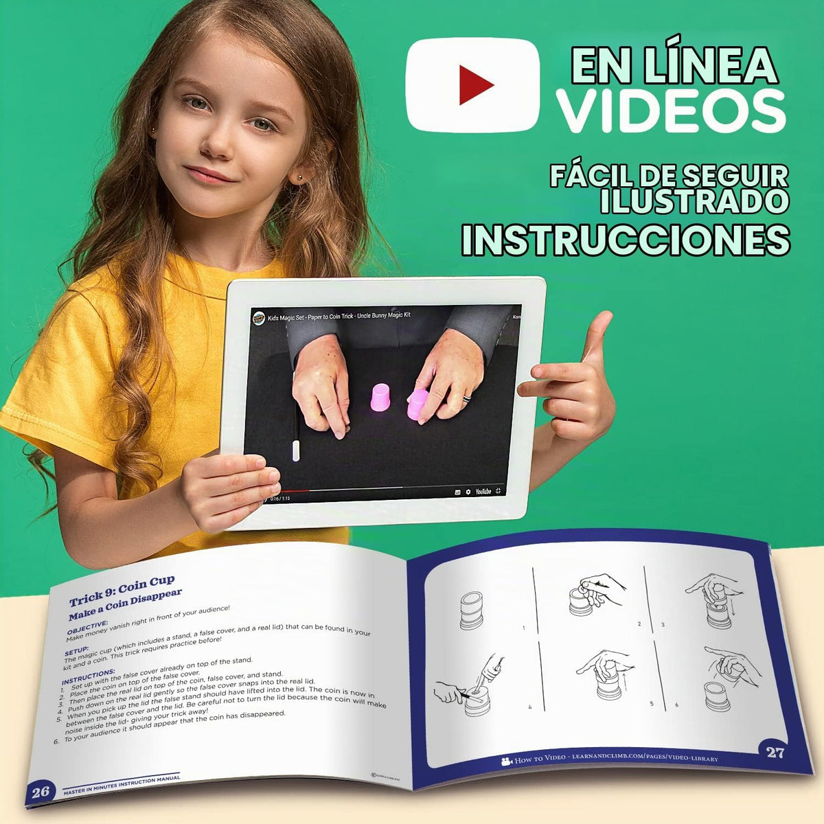 Kit grande de trucos de magia para niños. Haz cientos de los trucos emocionantes de la actualidad. DVD explicatorio incluido, versión español no garantizada