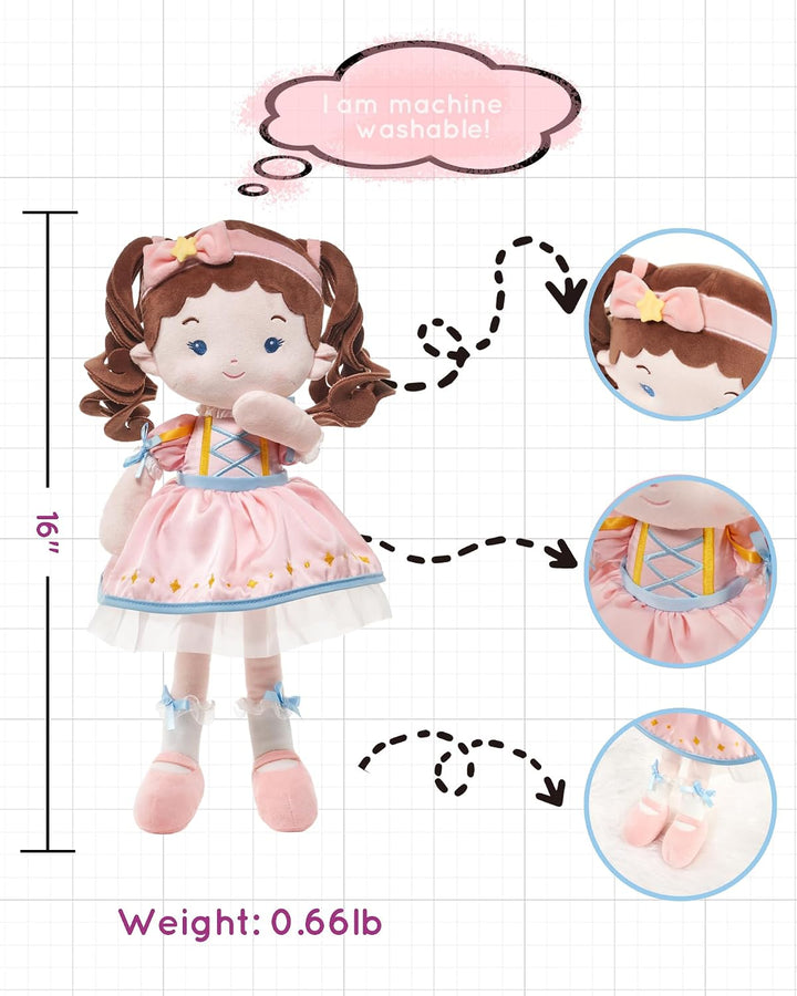 LeyaDoll Muñeca de bebé suave de felpa (40,6 cm), mi primera muñeca...