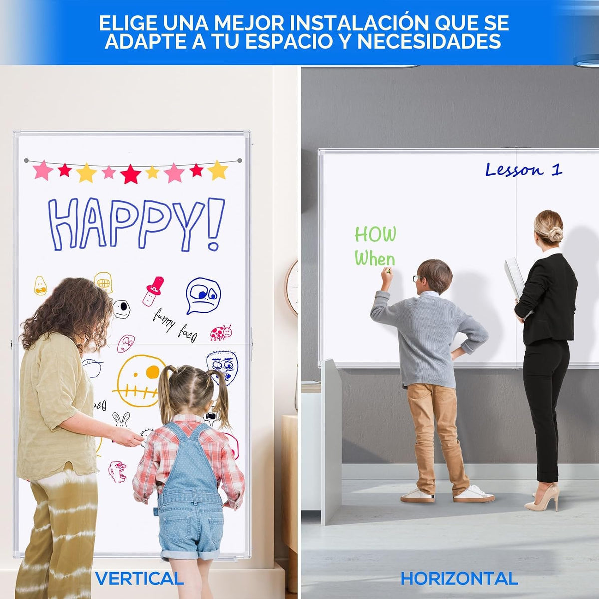 Maxtek Pizarra blanca de borrado en seco 72x48, pizarra blanca magnética