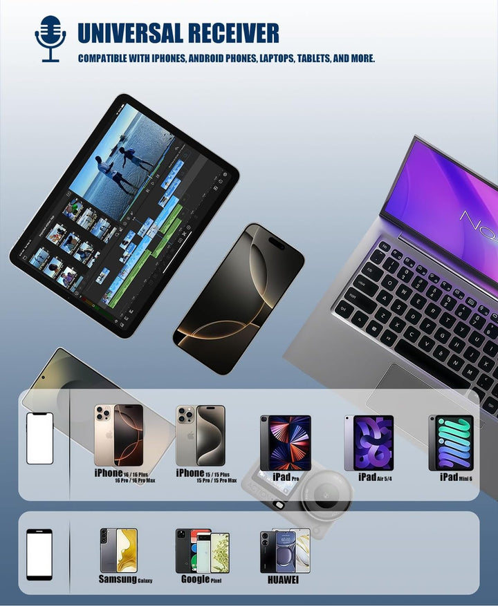 JCHIEN Micrófono inalámbrico para iPhone\/teléfono Android - Mini m...