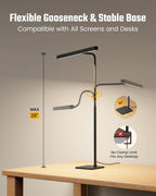 Lámpara SUPERDANNY Lámpara LED de escritorio para el hogar y la oficina, luz para el cuidado de los ojos con base, lámpara de 12W con control táctil, 3 colores, brillo regulable, lámpara de cuello de cisne