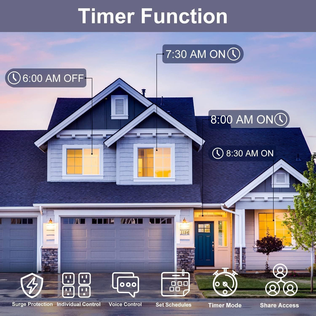XENON ZigBee - Regletas de corriente, voz/aplicación/temporizador, 4 tomas de corriente controladas individualmente, compatibles con Alexa Google Home, Need ZigBee Gateway Hub