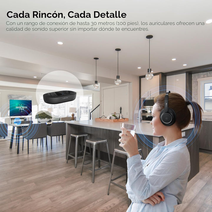 LEVN - Auriculares inalámbricos para ver TV, auriculares para TV in...