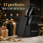 Juego de cuchillos con bloque afilador integrado, apto para lavavajillas