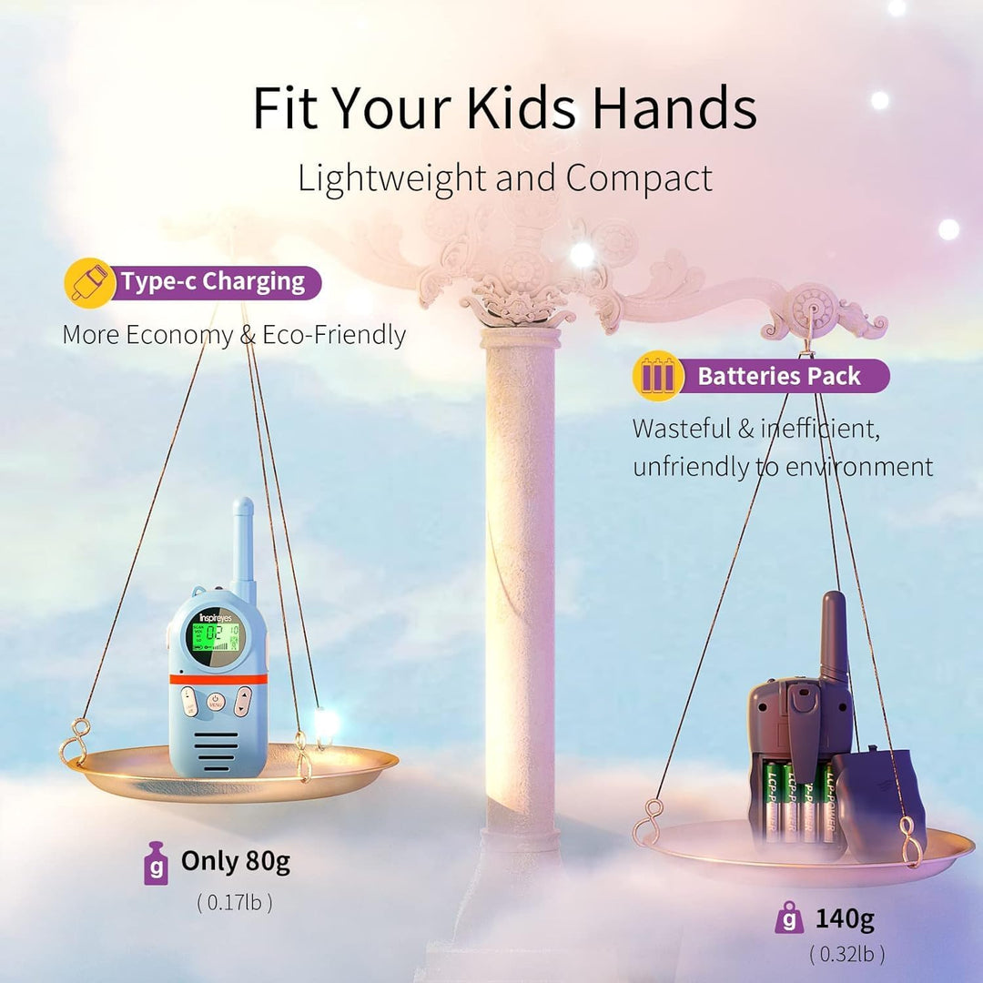 Inspireyes Walkie Talkies para niños recargables, juguetes para niñ...