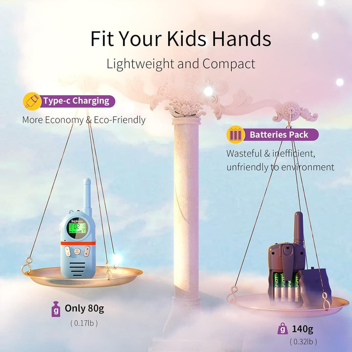 Inspireyes Walkie Talkies para niños recargables, juguetes para niñ...