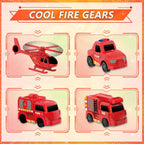 deAO Juego de estación de bomberos, camión de bomberos, coche y helicóptero