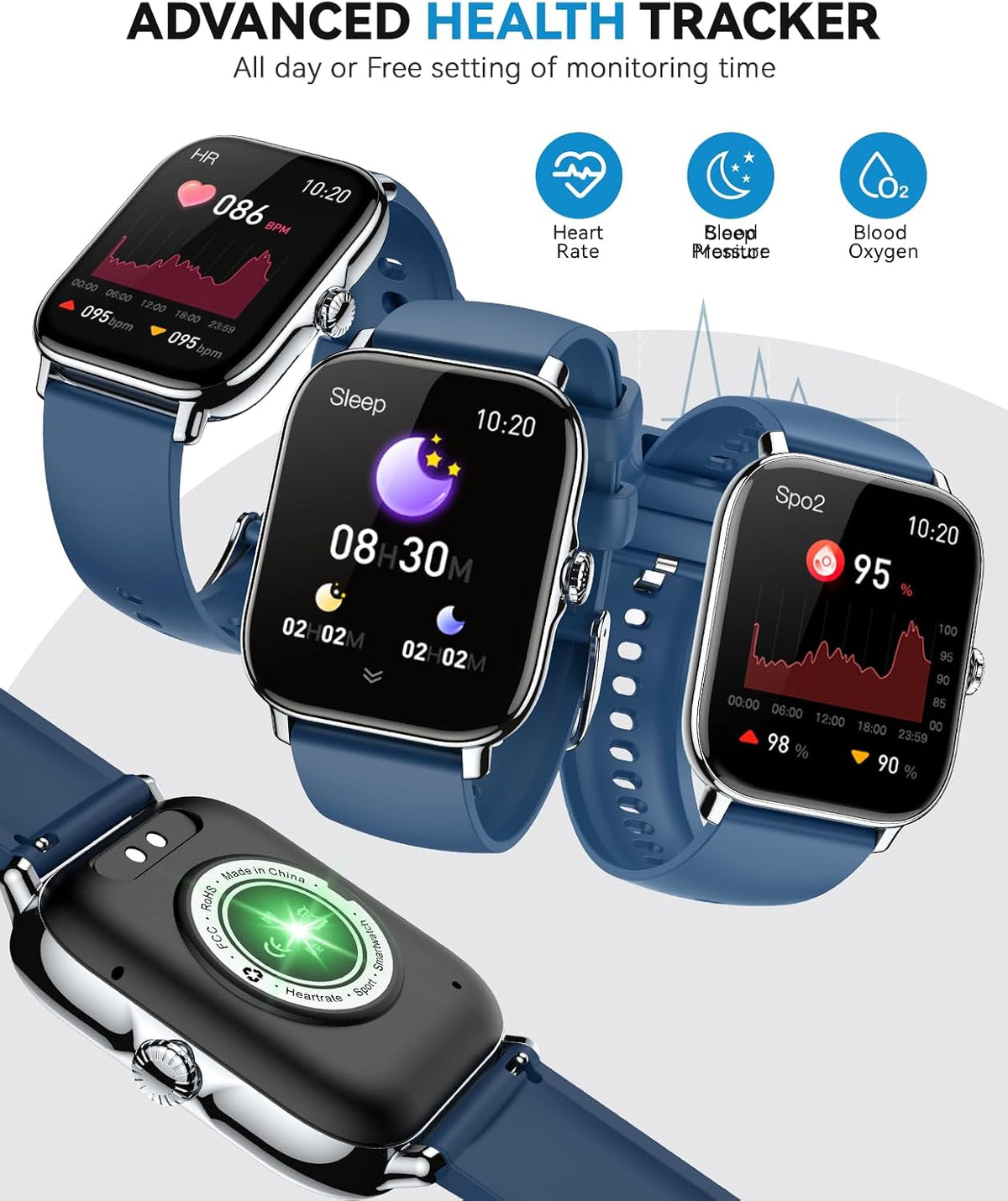 Reloj inteligente para mujeres y hombres, contador de actividad, reloj inteligente 2025 IP68 impermeable con monitor de actividad y contador de actividad, compatible con Android, iPhone, iOS, Samsung
