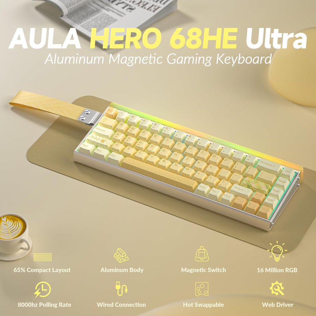 AULA Hero 68 HE Ultra - Teclado gaming con cable con interruptor ma...