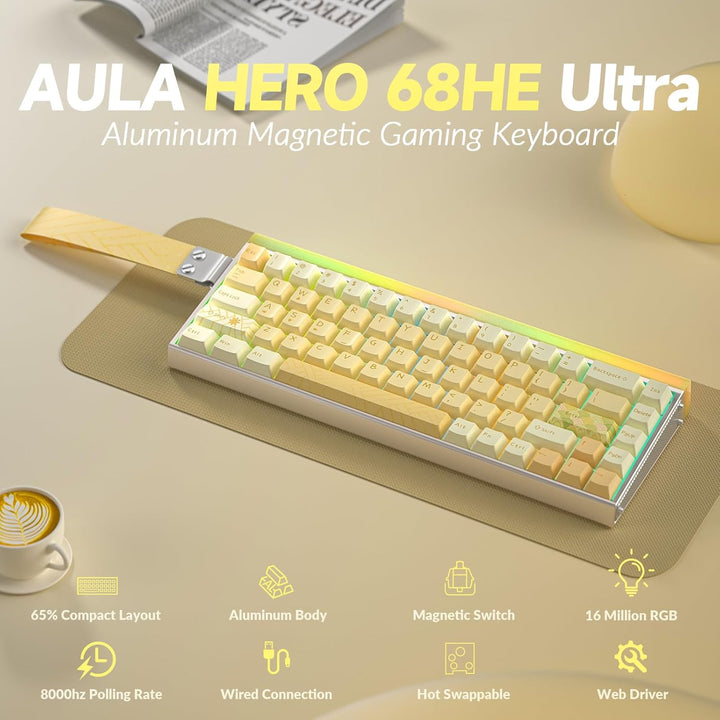 AULA Hero 68 HE Ultra - Teclado gaming con cable con interruptor ma...