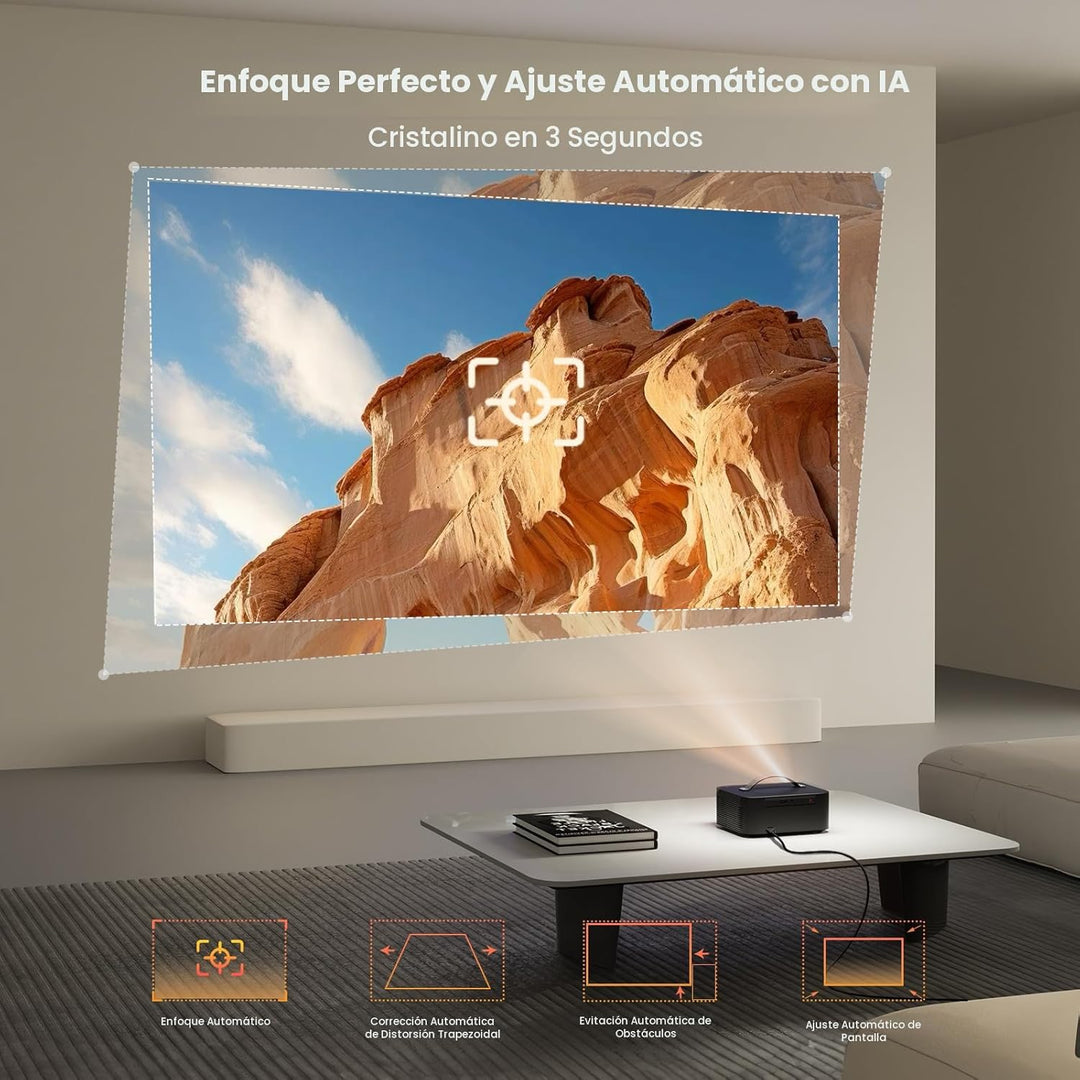 Projector-4K with WiFi and Bluetooth: [50W DoIby\/AI Auto Focus\/Bu...