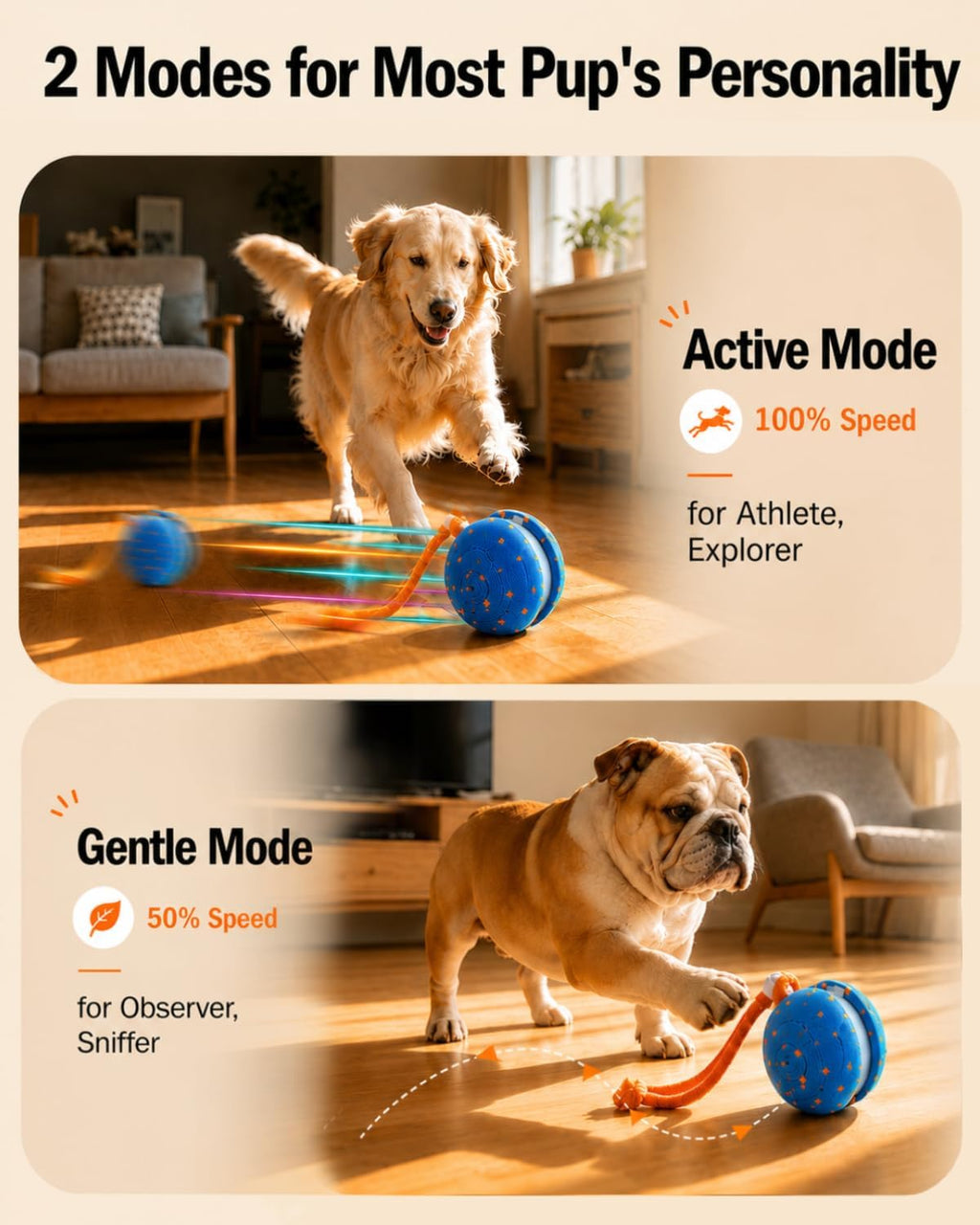 osou Juguete interactivo para perros, juguete móvil automático con 2 modos