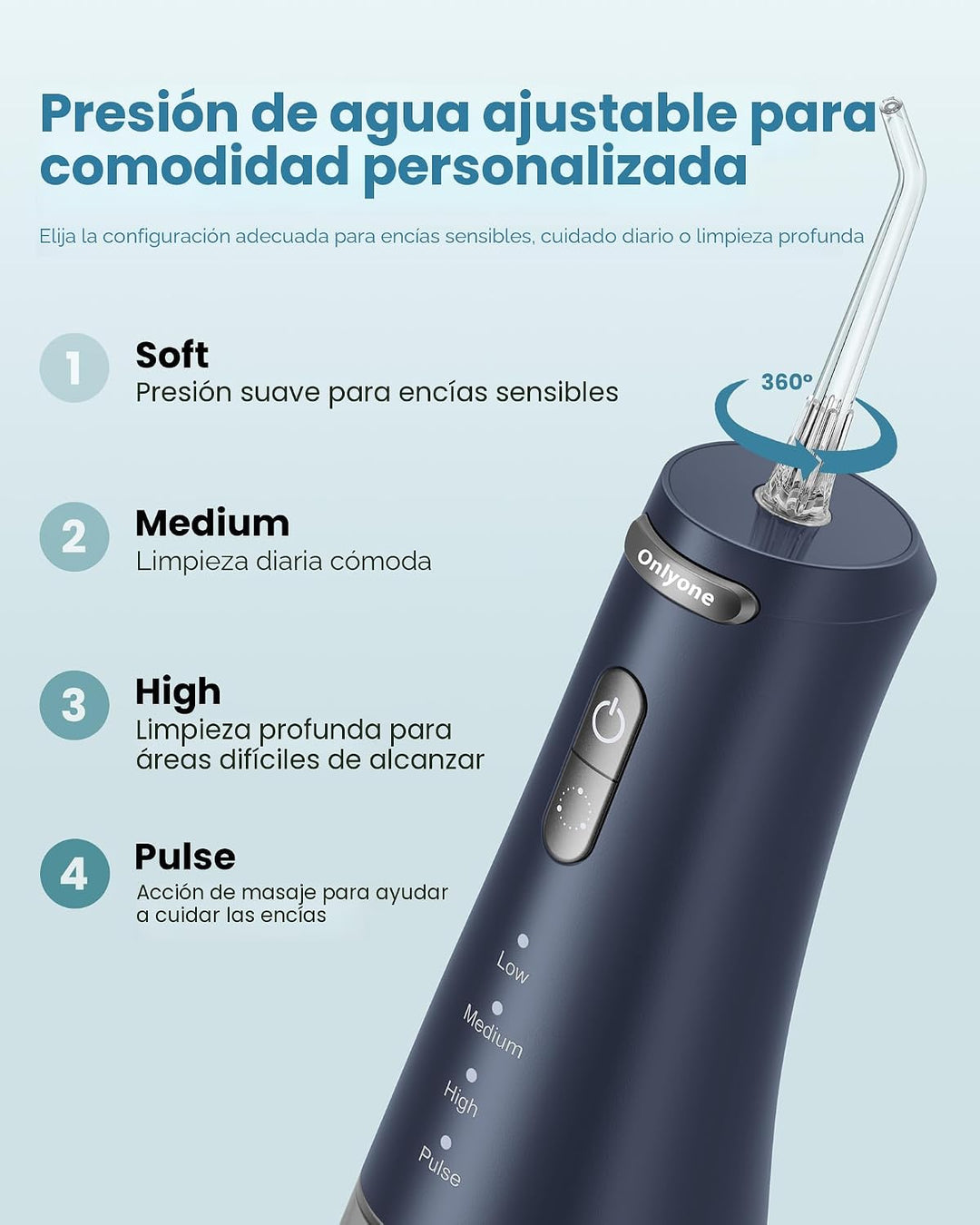 Onlyone Irrigador Oral Dental de Agua para Dientes 300ML Portátil I...