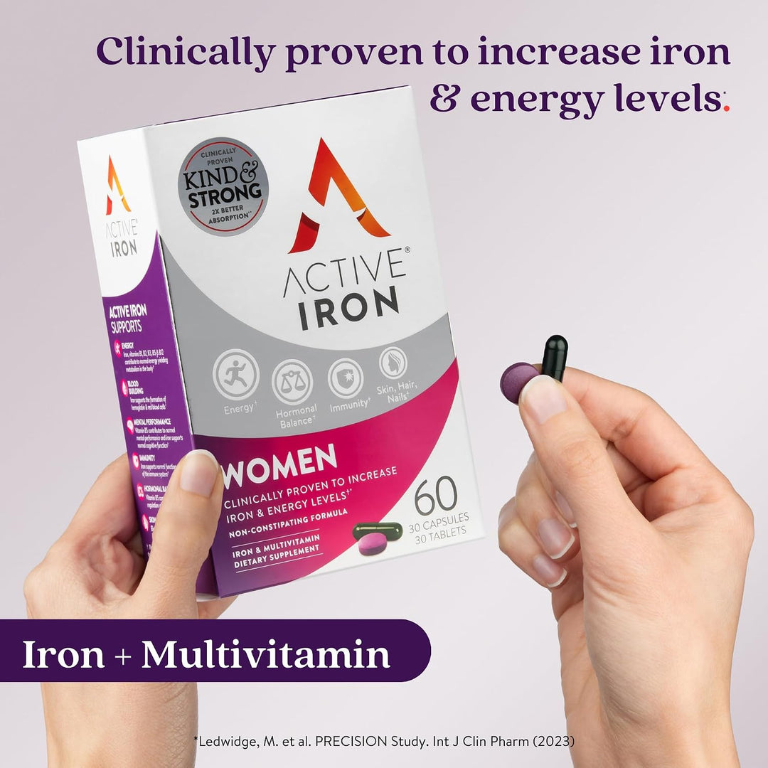Suplemento de hierro activo de 25 mg + multivitamínico para mujeres...