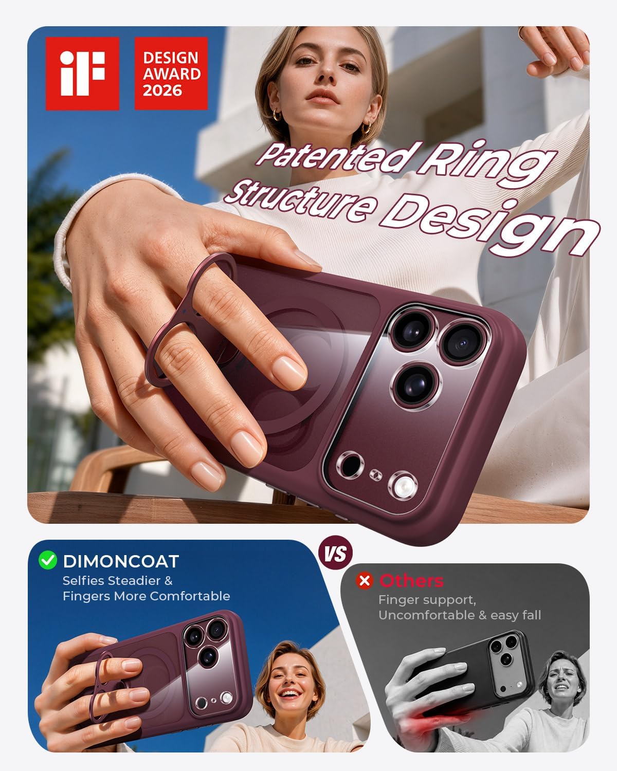Funda magnética y transparente de 360° para iPhone 18 Pro Max, color