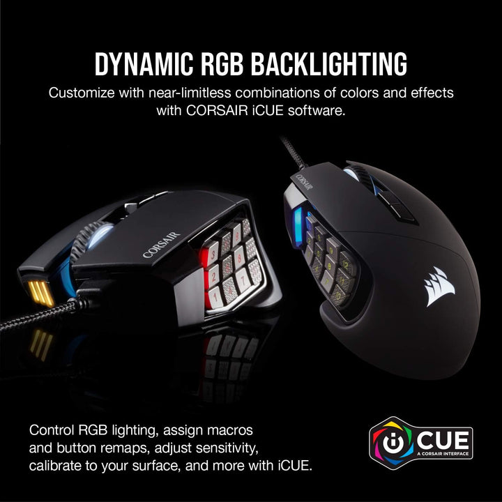 Corsair Scimitar RGB Elite Mouse para juegos MOBA\/MMO con cable -...