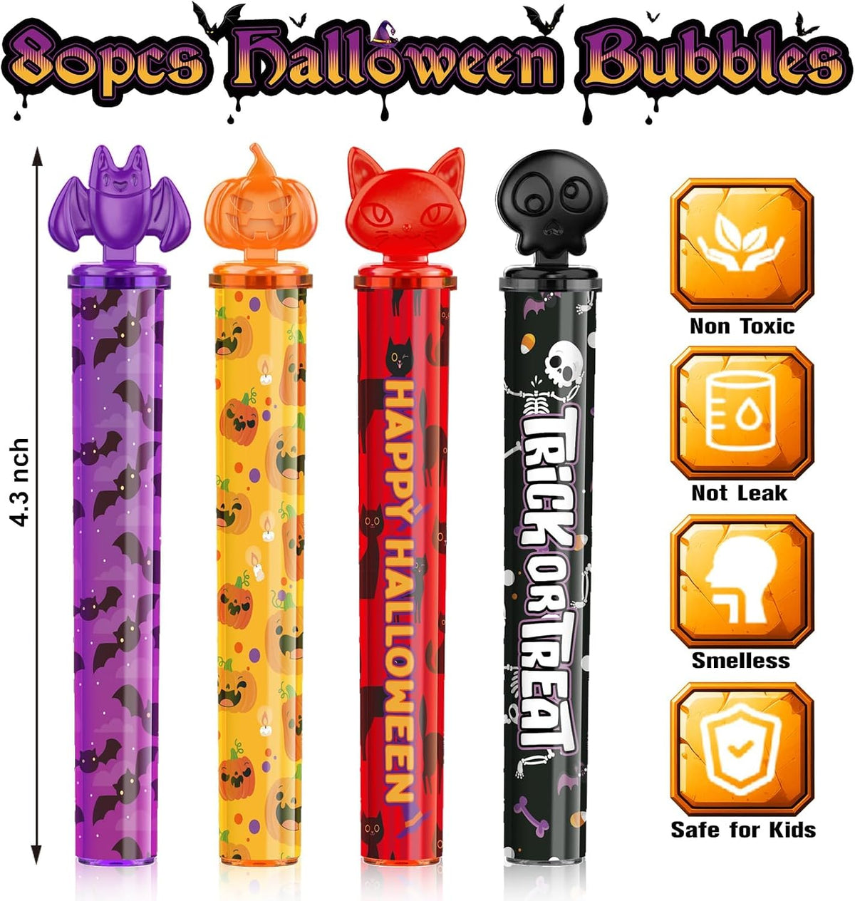 80 mini varitas de burbujas de Halloween, recuerdos de fiesta de