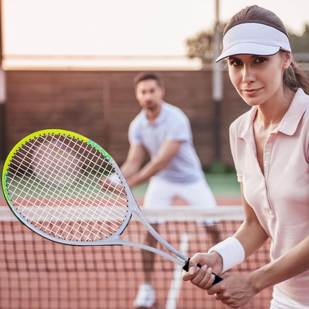 Juego de raquetas de tenis para adultos, 2 raquetas preencordadas de 27 pulgadas, 2 cintas de agarre, 3 pelotas de tenis, 1 bolsa de transporte, perfecto para principiantes y entrenamiento de