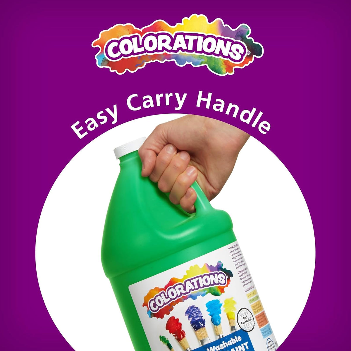 Colorations Pintura de témpera verde lavable sin parabenos para niños, 1 galón