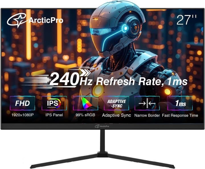 ArcticPro monitor de juegos de 27 pulgadas 240Hz, FHD 1080p, panel...