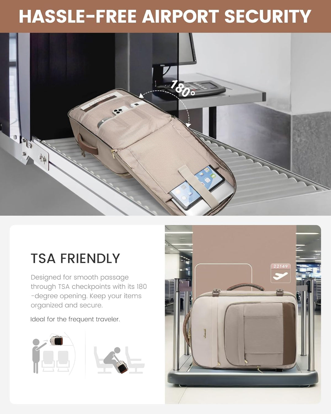 LOVEVOOK Mochila de viaje de 50L para mujeres y hombres, mochila de...