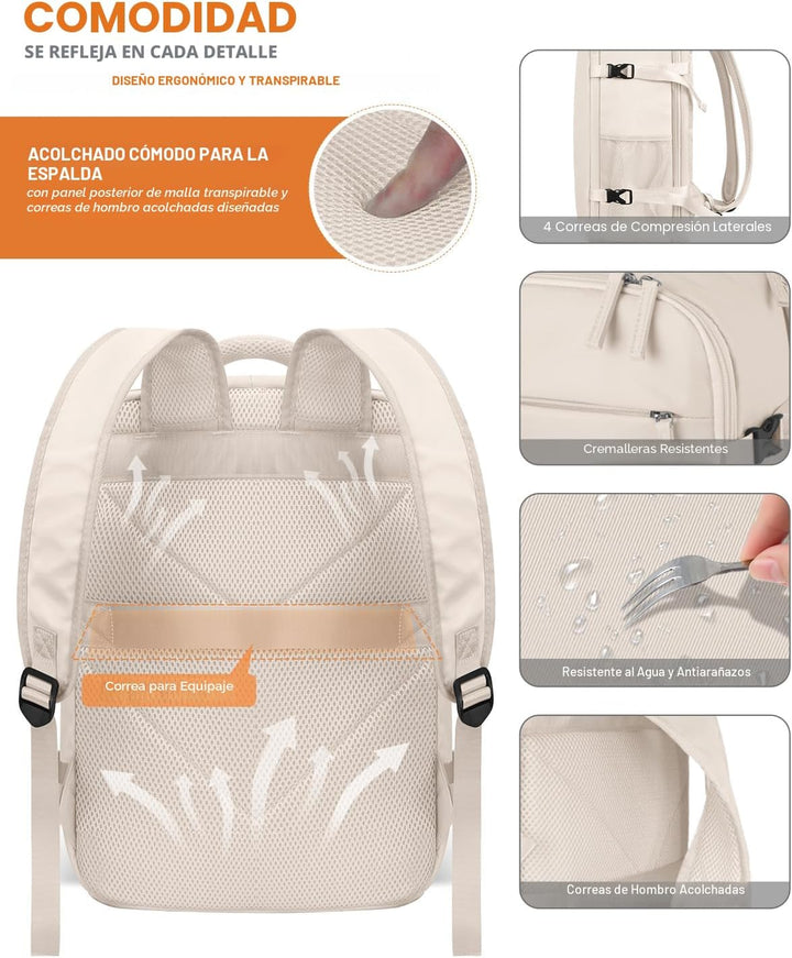Capolo Mochila de viaje para mujeres y hombres, mochila impermeable...
