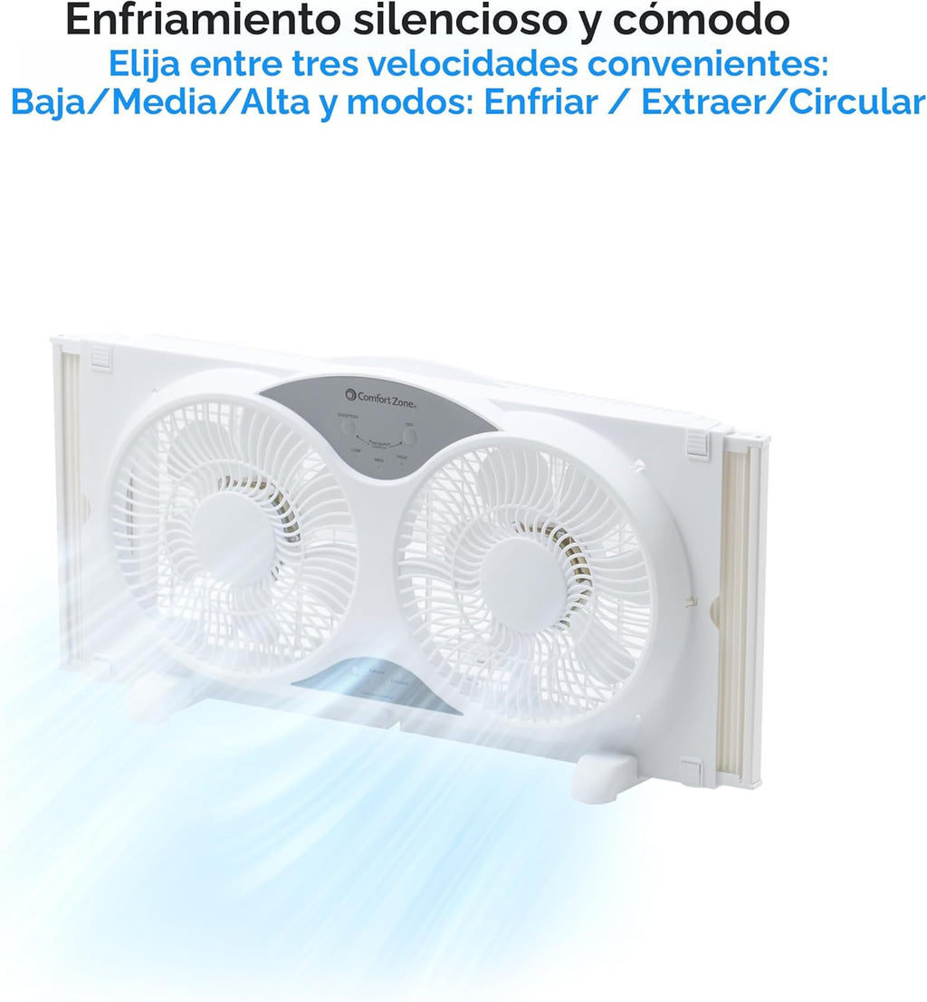 Comfort Zone CZ310R - Ventilador de ventana doble reversible de 3 v...
