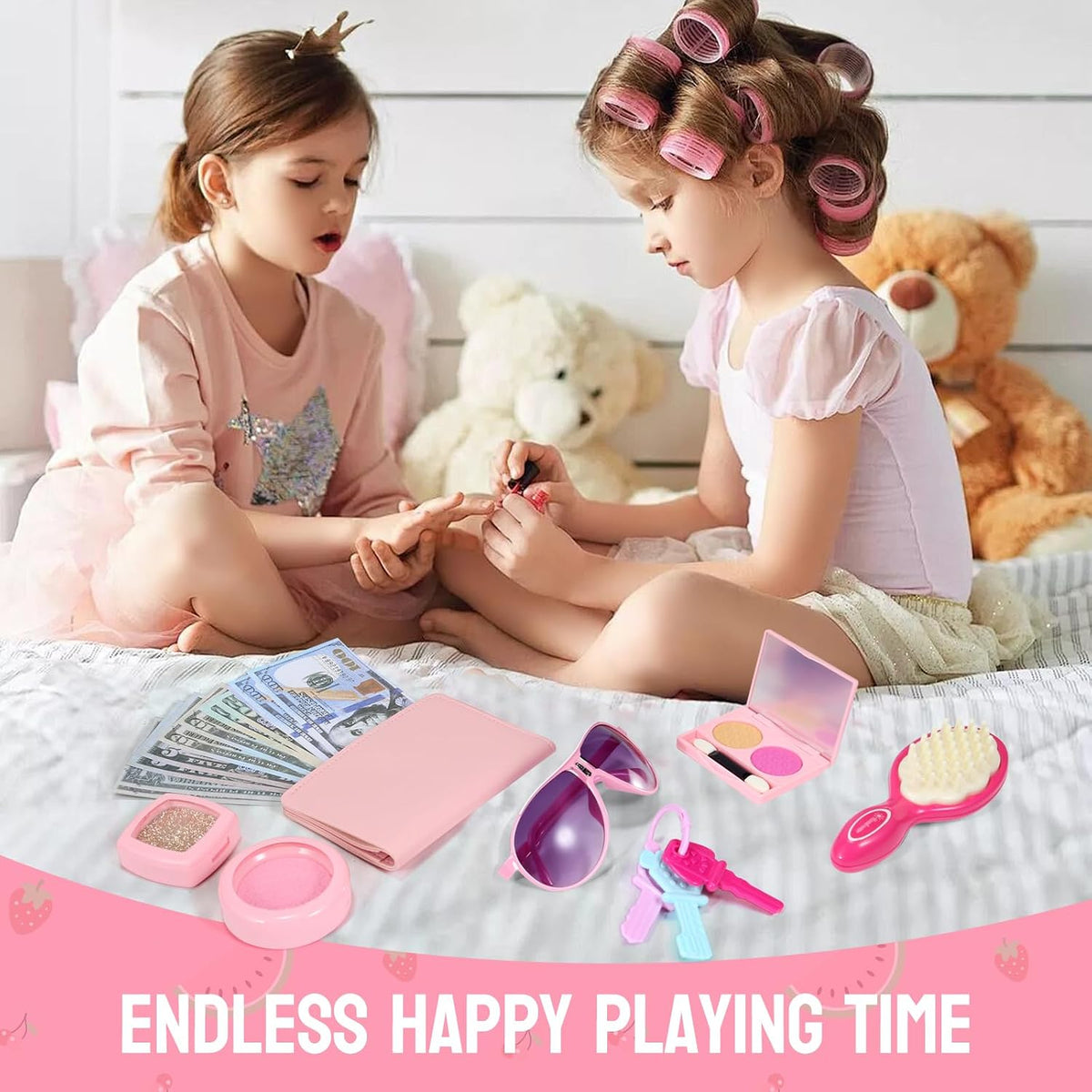 Bolso de juego de simulación para niñas pequeñas, bolso para niños pequeños con juguetes de maquillaje de simulación para niños pequeños, juguetes de bolso de juego de simulación de princesa con