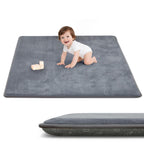 ACOMOPACK Tapete de juego para bebé de 1.3 pulgadas de grosor para piso, 50 x 50 pulgadas, tapete de espuma viscoelástica repelente al agua para el tiempo boca abajo, alfombra de terciopelo suave antideslizante para niños, niños pequeños y bebés gateando
