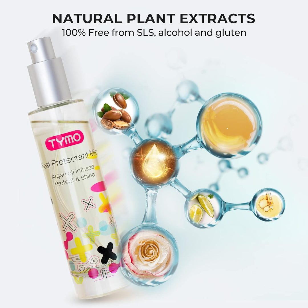 TYMO Spray protector de calor para el cabello + cepillo alisador de...