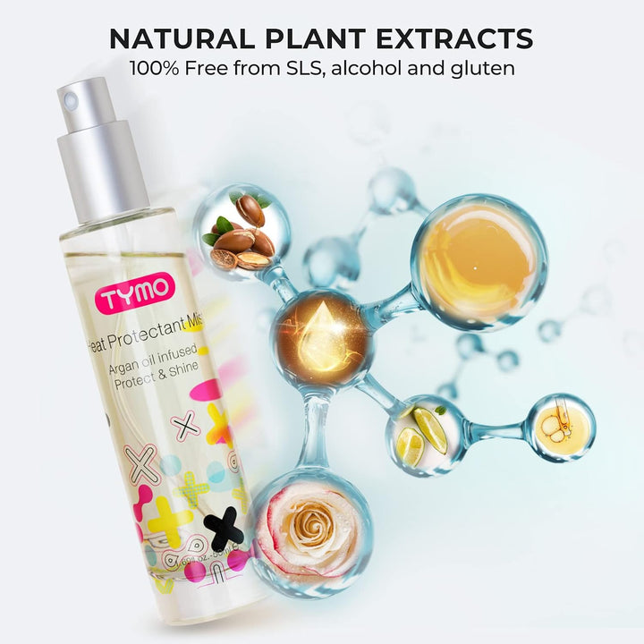 TYMO Spray protector de calor para el cabello + cepillo alisador de...