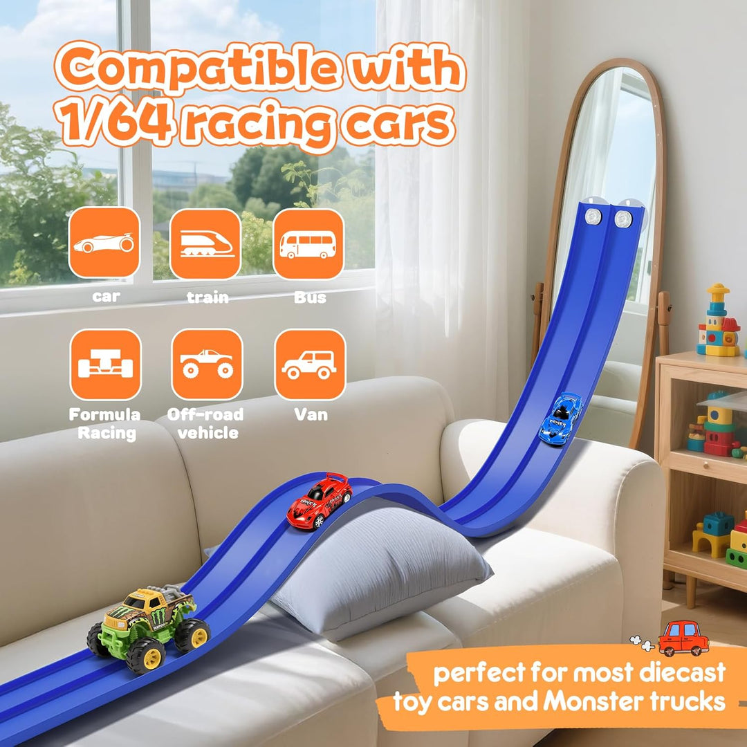 KETIEE Flex Tracks de 16 pies para niños: pista de rampa de carrera...
