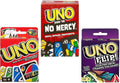Mattel Juego de cartas Uno No Mercy, Uno y Flip, paquete combinado de 3