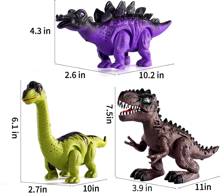 TEMI Paquete de 3 juguetes eléctricos de dinosaurio