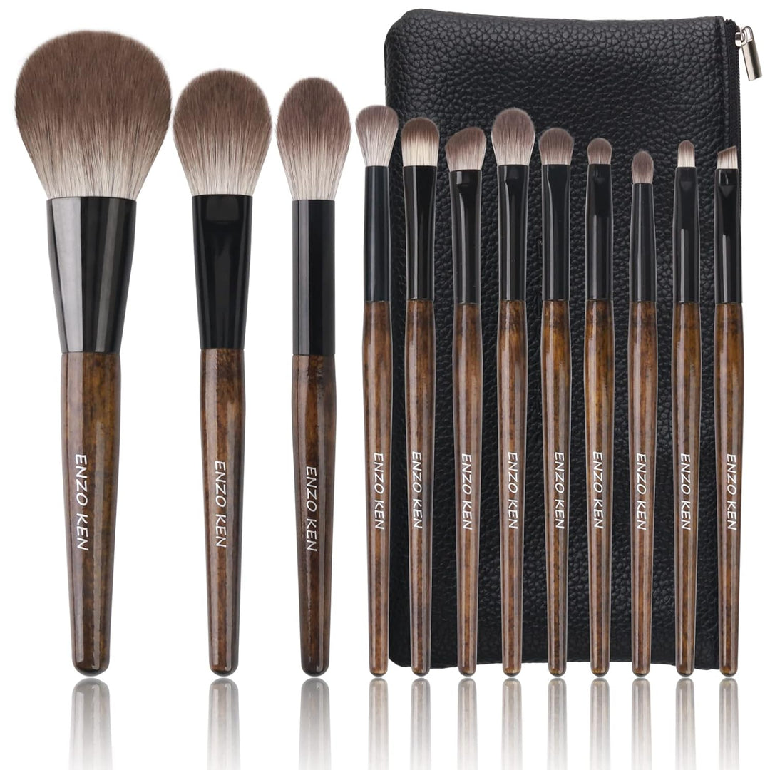 ENZO KEN MONI - Juego de brochas de maquillaje de pelo natural de c...