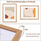 Portarretratos de 12 x 16 pulgadas, marco de madera de roble macizo de 12 x 16 pulgadas para pared, marcos de fotos de 12 x 16 pulgadas con vidrio real, marco de 12 x 16 pulgadas con paspartú de 8.5 x