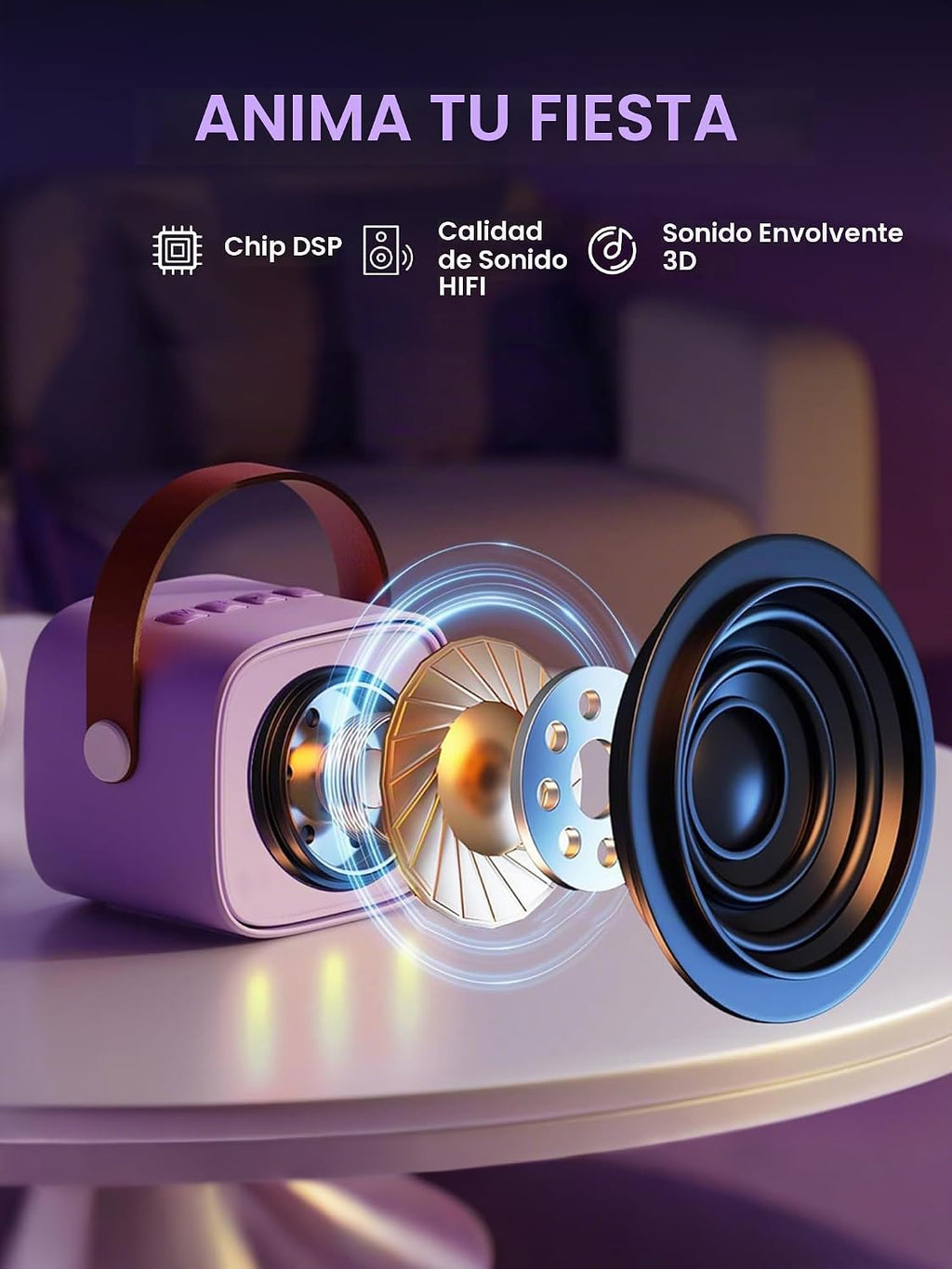 YLL Mini máquina de karaoke con 4 micrófonos inalámbricos, regalos para