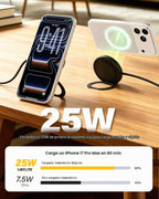 Paquete de 2 cargadores magnéticos inalámbricos para iPhone, cargador rápido para teléfono con soporte, almohadilla de carga rápida de teléfono de 6 pies y 25 W, carga magnética inalámbrica para