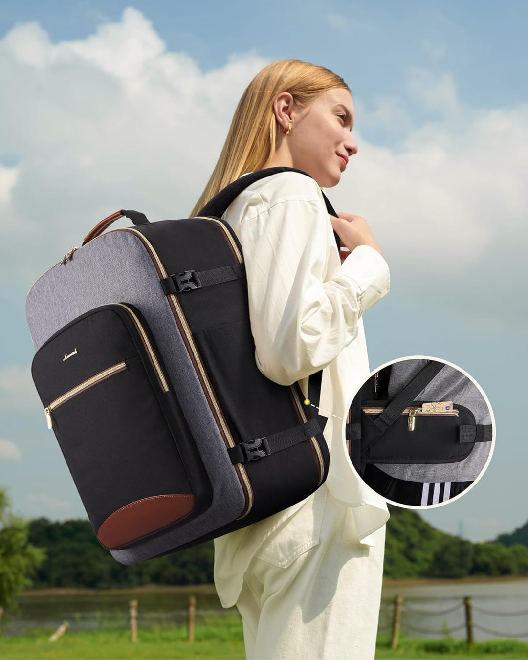 LOVEVOOK Mochila de equipaje de mano artículo personal bolsa de via...