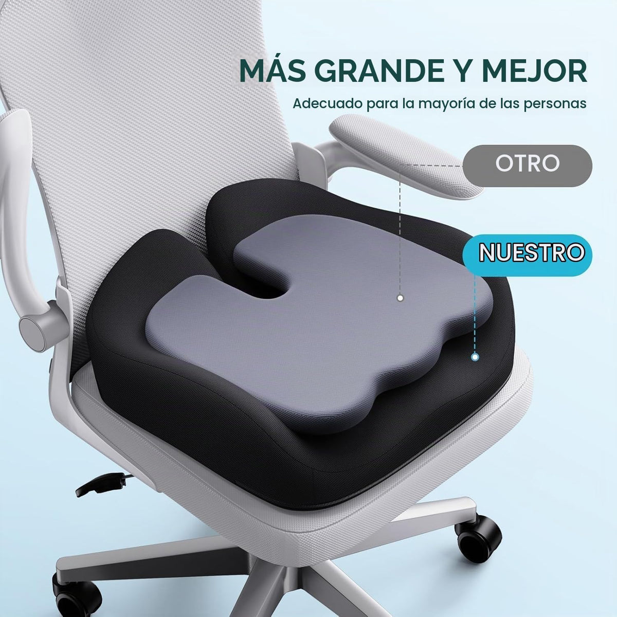 Lámpara Benazcap - Cojín ergonómico de espuma viscoelástica para silla de oficina
