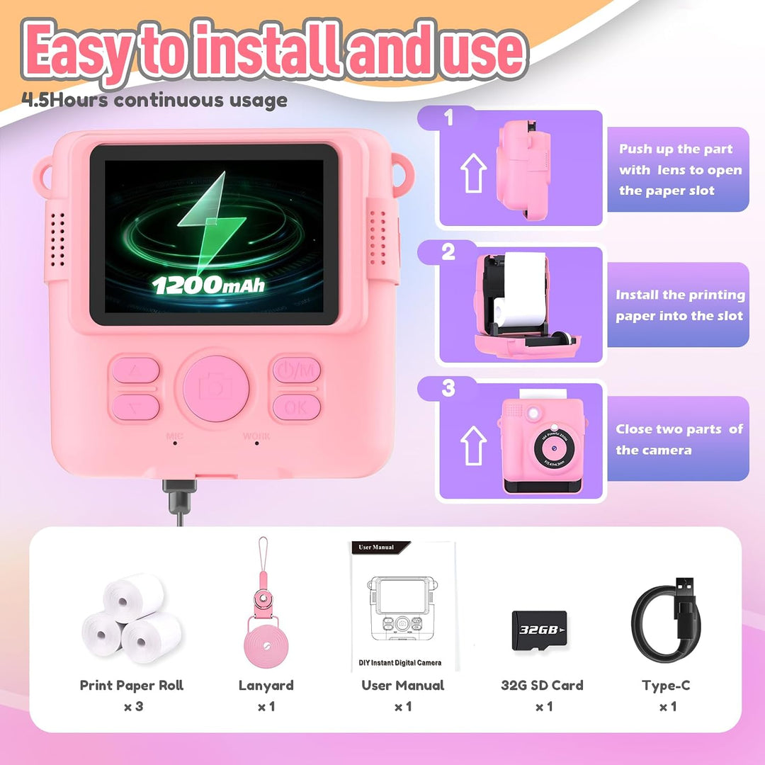 ESOXOFFORE Cámara de impresión instantánea para niños, regalos de c...