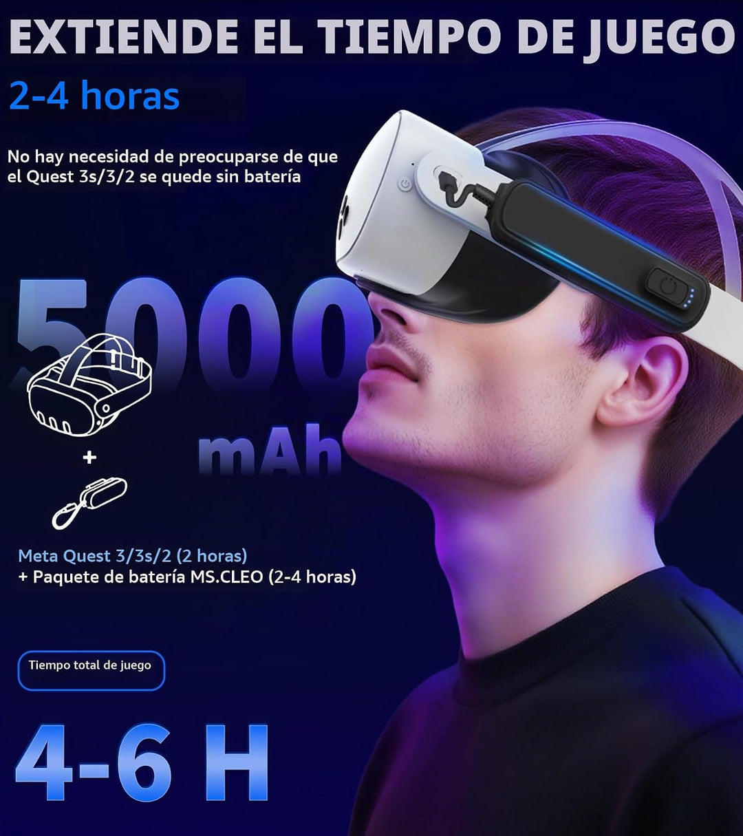 MS.CLEO Paquete de baterías para Meta\/Oculus Quest 3s\/3\/2, 5000m...