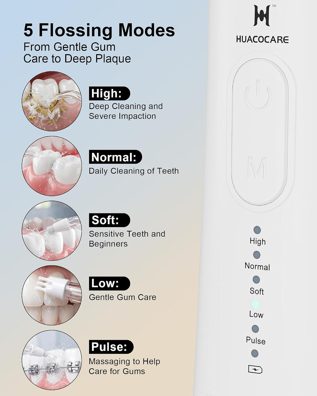 Kit de Cuidado Dental Pro Mejorado: Hilo Dental de Agua de 5 Modos...