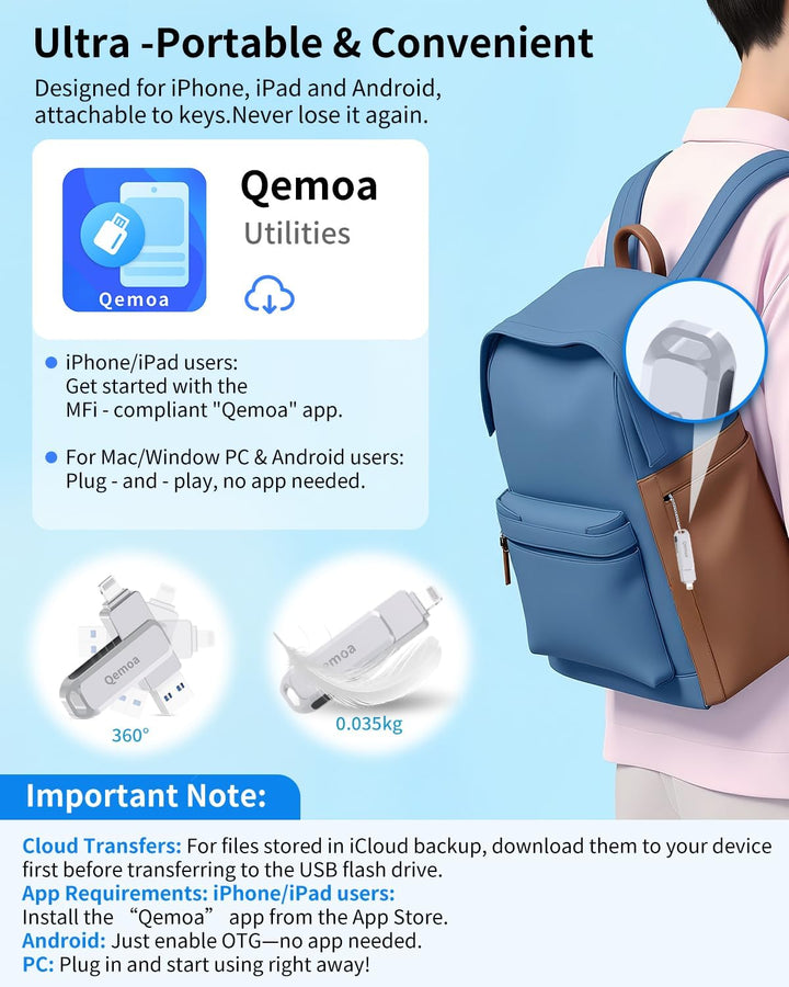 Memoria externa de 256 GB con certificación MFi para iPhone, almace...