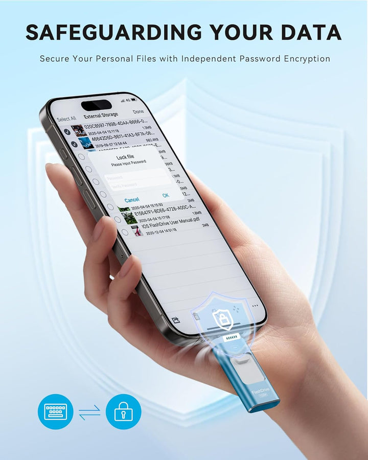 Unidad Flash Certificada MFi de Apple de 512GB para iPhone, Stick F...