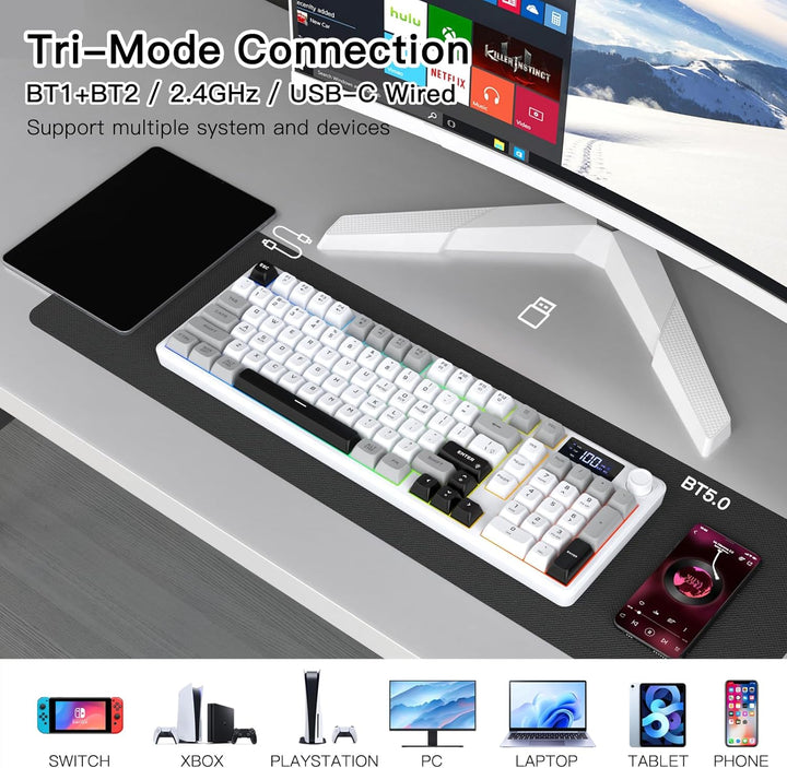 Teclado inalámbrico para juegos con pantalla inteligente y control...