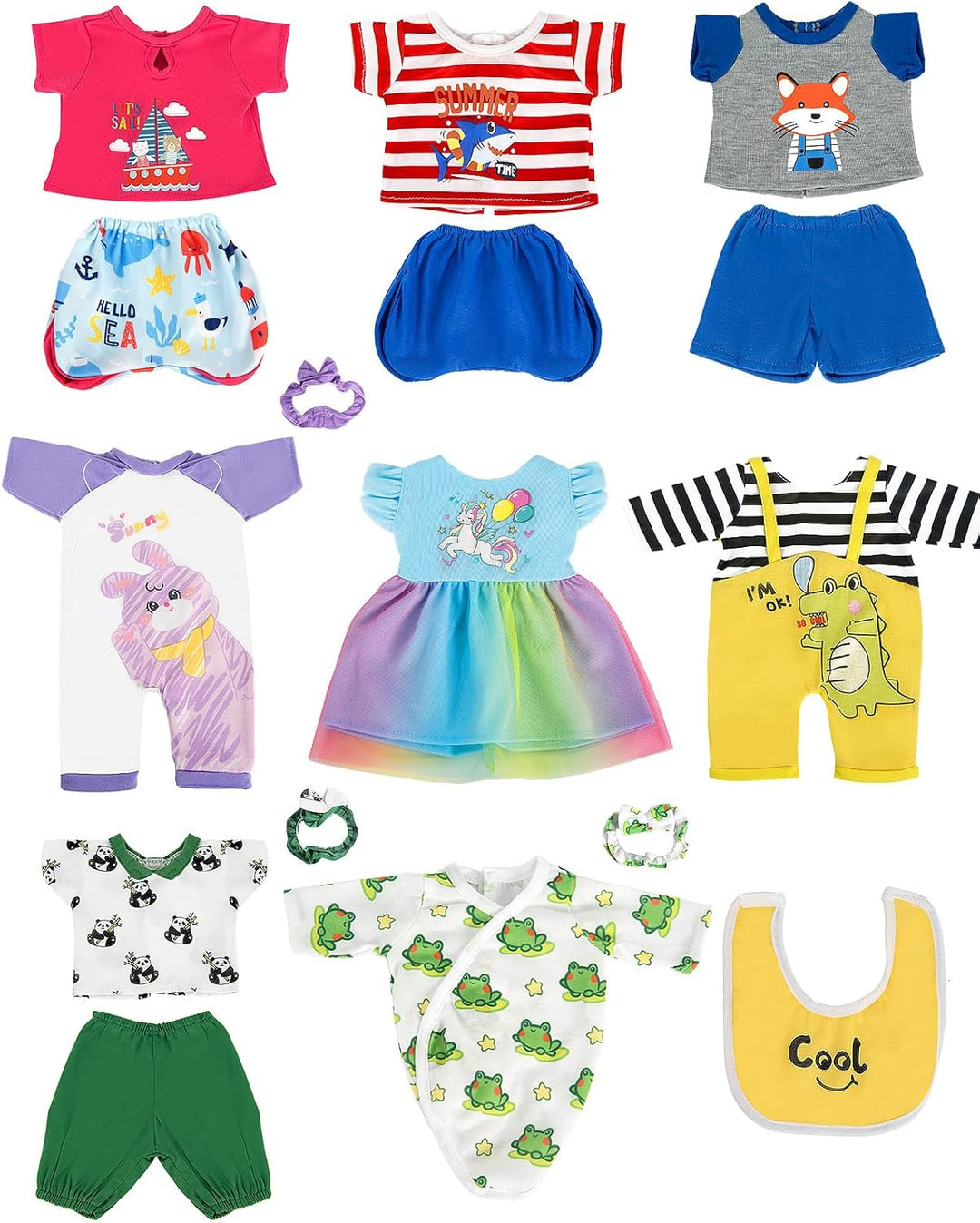 ARTST Ropa de muñeca de bebé, 8 juegos de 14 a 16 pulgadas, accesor...