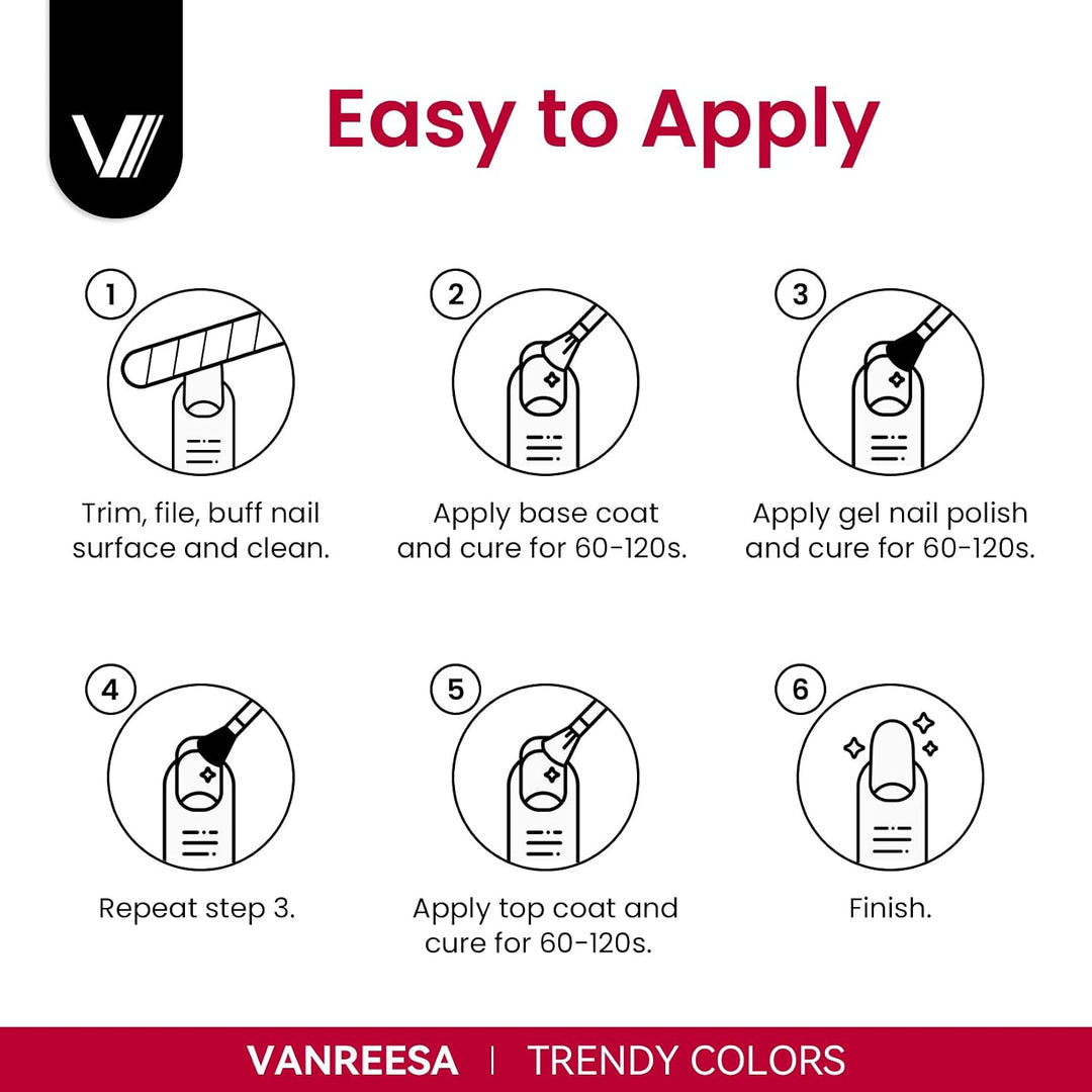 Vanreesa - Juego de 24 esmaltes de uñas en gel, 21 colores, esmalte...